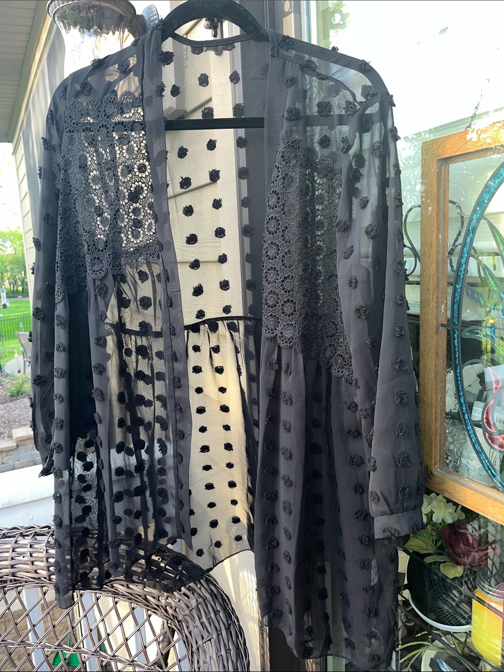 Source Unknown Black Sheer Polka Dot Swim Coverup NWOT